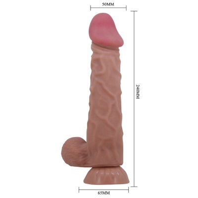 Realistischer Sliding Skin Dildo Mit Saugnapf Braun 24cm | Pretty Love