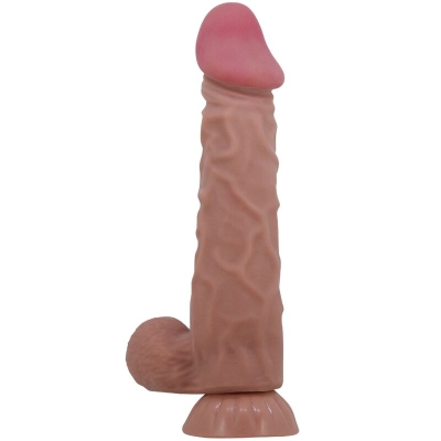 Realistischer Sliding Skin Dildo Mit Saugnapf Braun 24cm | Pretty Love