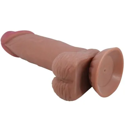 Realistischer Sliding Skin Dildo Mit Saugnapf Braun 19,4cm – Pretty Love