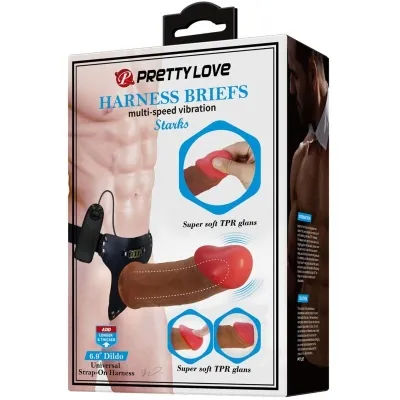Starks Multi-Speed Harness Dildo 17,5cm Braun – Pretty Love