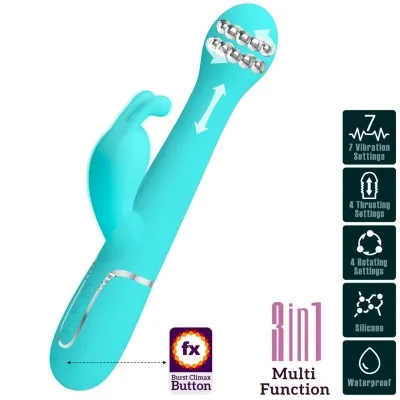 Dejon Rabbit Vibrator 3 In 1 Aqua Green | Pretty Love