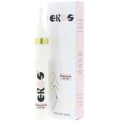 Flasche und Verpackung von EROS Stimulation Clit Oil, 15 ml.