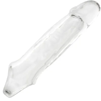 Klarer Glasdildo mit glatter Oberfläche und leicht gebogener Form.