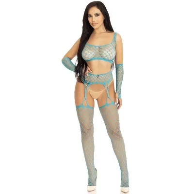 Crop Top Stockings and Gloves Blue – Leg Avenue