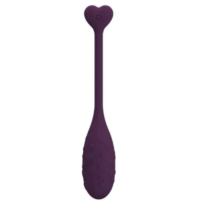 Lila Silikon-Vibrator mit Herzmuster und herzförmigem Griff.