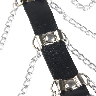 Chest Harness Leather Chains Black Os – Sublime