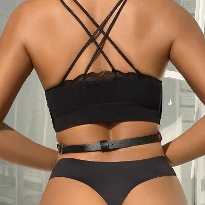 Chest Harness Leather Chains Black Os – Sublime