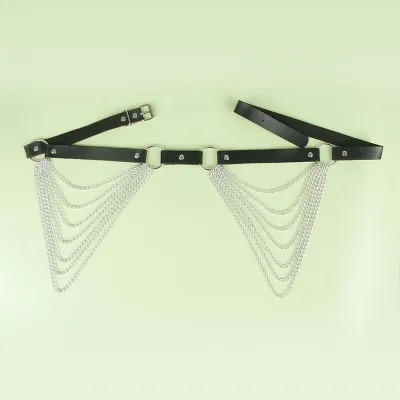 Black Leather Chain Belt Os – Subblime
