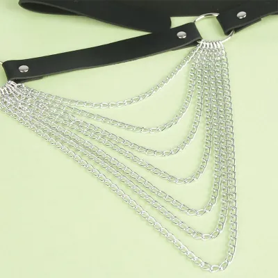 Black Leather Chain Belt Os – Subblime