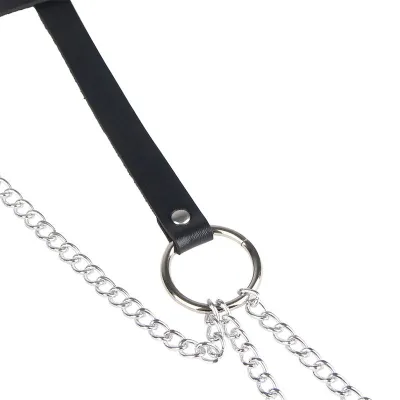 Black Leather Ring Chain Belt Os – Subblime