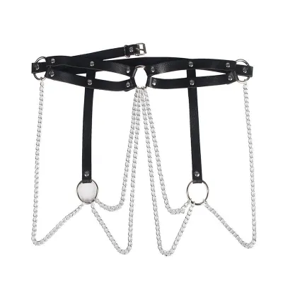 Black Leather Ring Chain Belt Os – Subblime