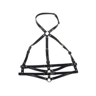 Leather ring chest harness black Os – Sublime