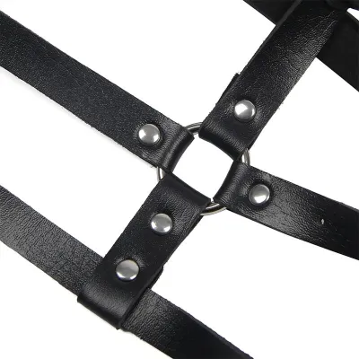 Leather ring chest harness black Os – Sublime