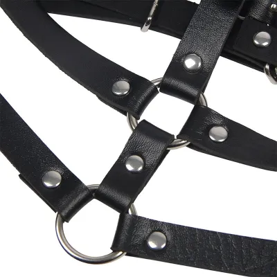 Leather ring chest harness black Os – Sublime