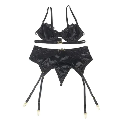 3-Piece Lace Bra Set, Black, L/XL – Subblime