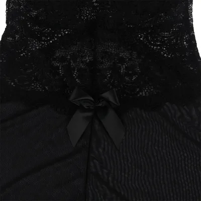 Babydoll Tulle Fabric with Lace and Floral Detail Black S/M – Subblime