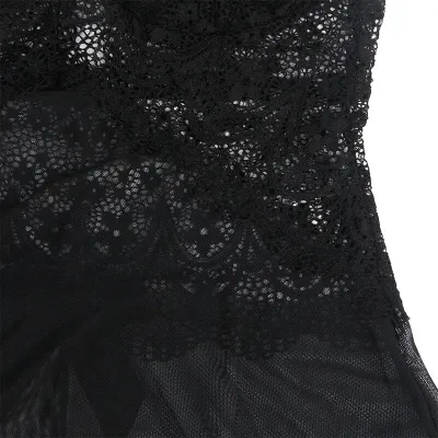 Babydoll Tulle Fabric with Lace and Floral Detail Black S/M – Subblime