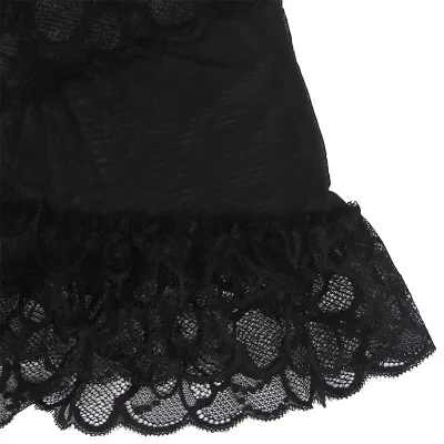 Babydoll Mit Spitze + Blumendruck Schwarz L/Xl – Subblime