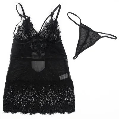 Babydoll Mit Verstellbaren Spitzenträgern Schwarz L/Xl – Subblime
