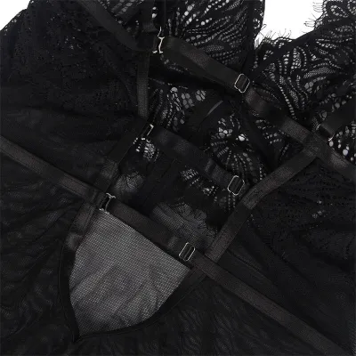Babydoll Mit Verstellbaren Spitzenträgern Schwarz L/Xl – Subblime
