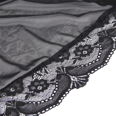 Transparenter Stoffmantel Mit Spitzendetail Schwarz S/M | Subblime