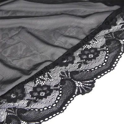 Transparent fabric coat with lace detail, black, S/M – Subblime