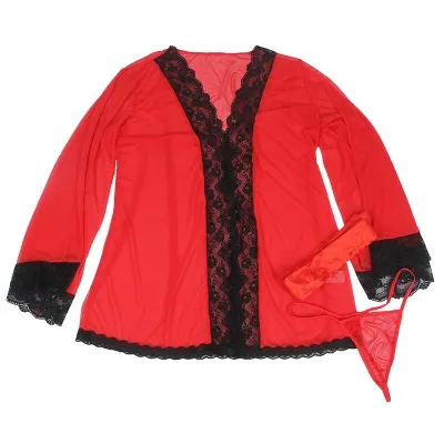 Transparent Fabric Coat With Lace Detail Red S/M – Sublime