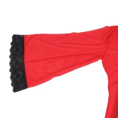 Transparent Fabric Coat With Lace Detail Red L/Xl – Sublime