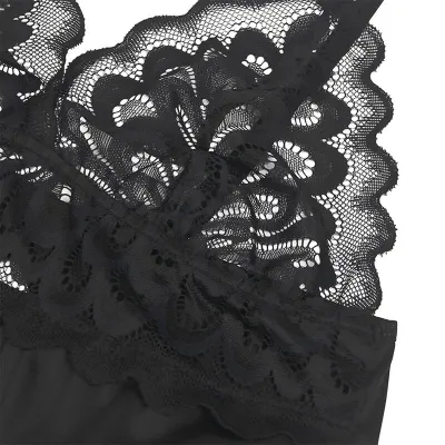 Babydoll with floral print on the chest, black, S/M – Subblime