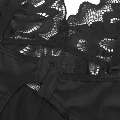 Babydoll with floral print on the chest, black, S/M – Subblime