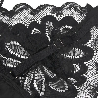 Babydoll with floral print on the chest, black, S/M – Subblime
