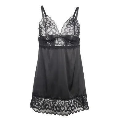 Babydoll with floral print on the chest, black, S/M – Subblime