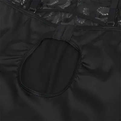 Babydoll with floral print on the chest, black, S/M – Subblime