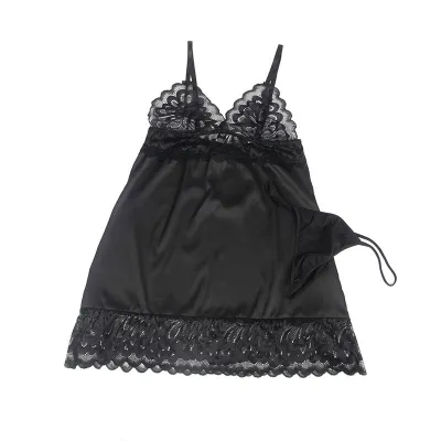 Babydoll with floral print on the chest, black, L/XL – Subblime