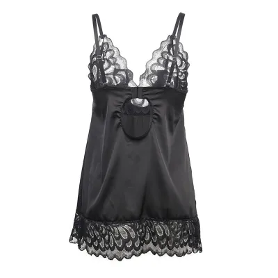 Babydoll with floral print on the chest, black, L/XL – Subblime