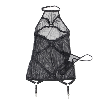 Transparentes Neckholder Kleid Schwarz S/M | Subblime