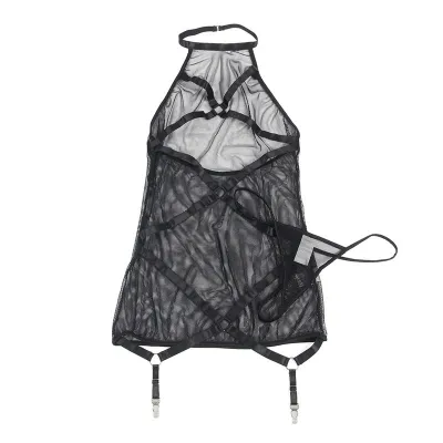 Transparentes Neckholder Kleid Schwarz L/Xl – Subblime
