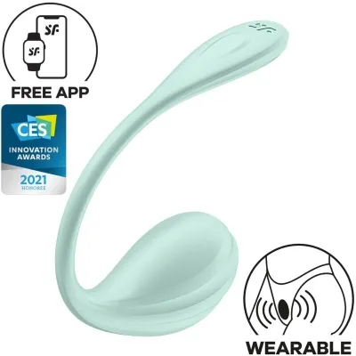 Mintgrünes tragbares Gerät mit App-Steuerung, CES 2021 Innovation Award Gewinner.