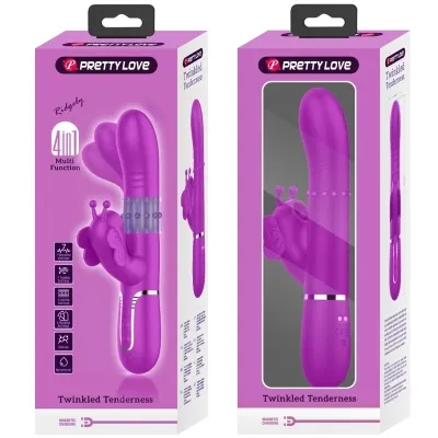 Rabbitvibrator 4 In 1 Schmetterling Fuchsia | Pretty Love