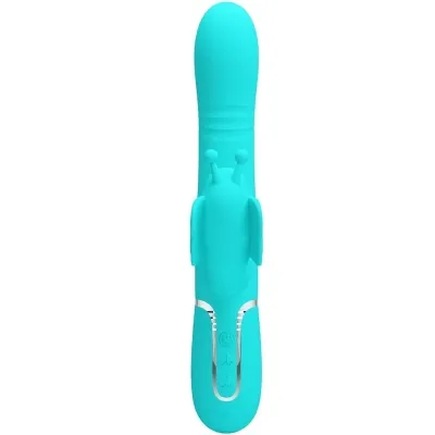 Rabbit vibrator 4 in 1 butterfly aqua green | Pretty Love