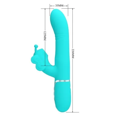 Rabbit vibrator 4 in 1 butterfly aqua green | Pretty Love