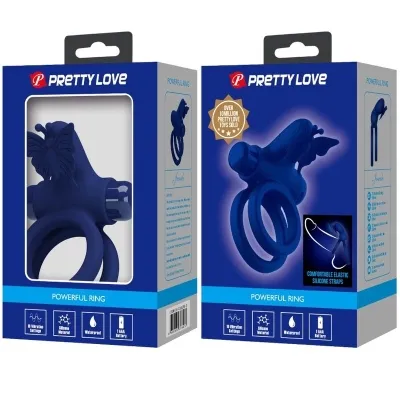 Jamele Double Ring with Vibration & Butterfly Blue – Pretty Love