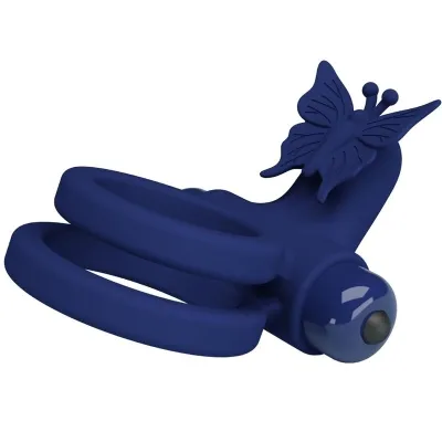 Jamele Double Ring with Vibration & Butterfly Blue – Pretty Love
