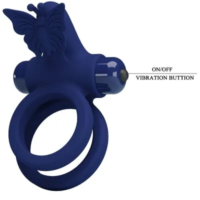 Jamele Double Ring with Vibration & Butterfly Blue – Pretty Love