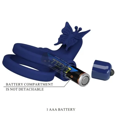 Jamele Double Ring with Vibration & Butterfly Blue – Pretty Love