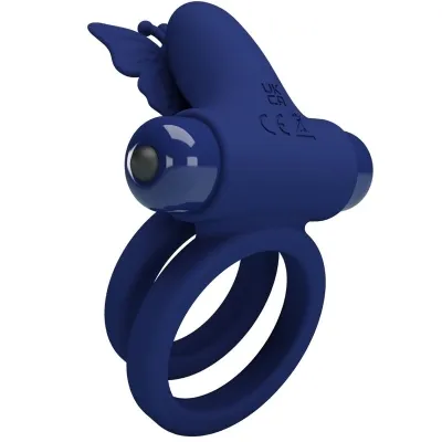 Jamele Double Ring with Vibration & Butterfly Blue – Pretty Love