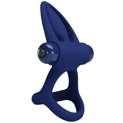 Double Ring with Vibration & Stimulator Blue – Pretty Love