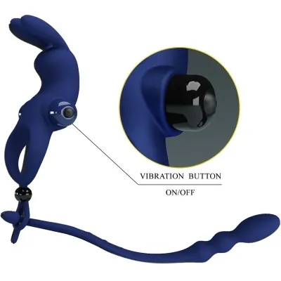 Ayad Rabbit Vibrator Ring with Plug, Blue – Pretty Love