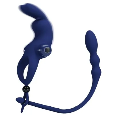 Ayad Rabbit Vibrator Ring with Plug, Blue – Pretty Love