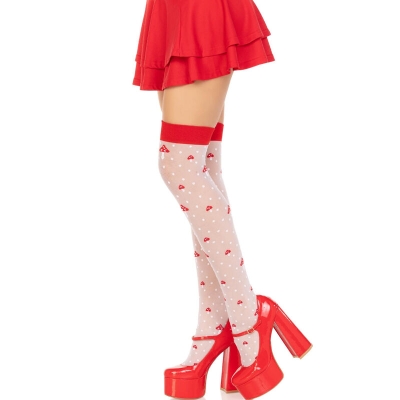 Pilz Hohe Socken Rot/Weiss | Leg Avenue